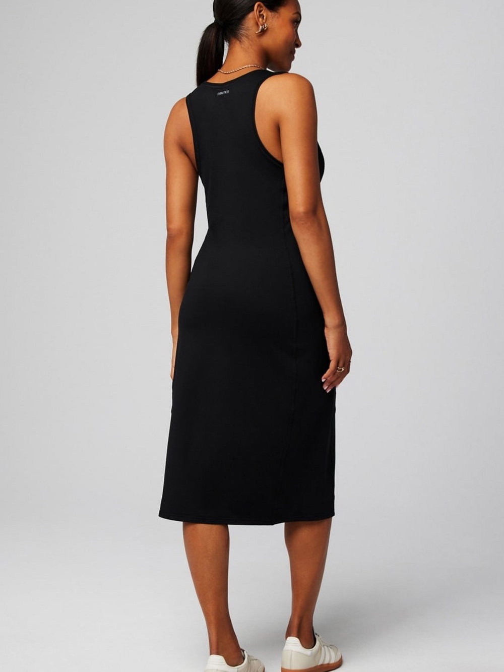 Fabletics Black Sleeveless Midi Tank Dress with Side Slit NWT - Picture 2 of 4